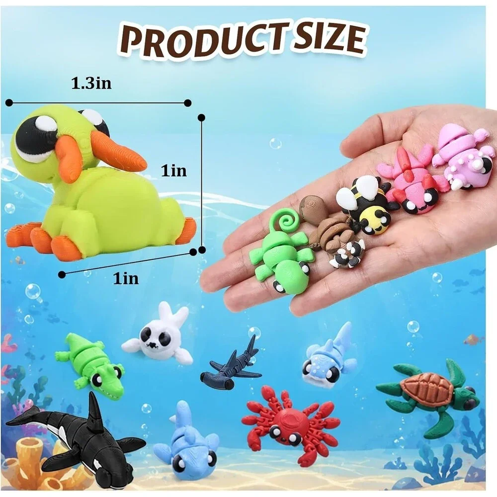 Mini 3D Printed Animal Fidget Toys 51 Pc Birthday Party Favor Goodie Bag Set